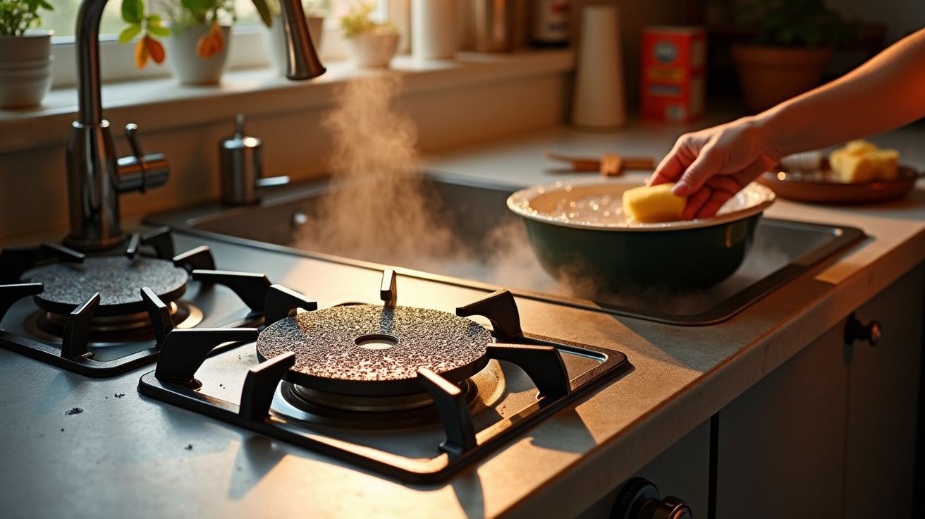 O ingrediente comum de cozinha que remove facilmente óleo queimado das grelhas do fogão.